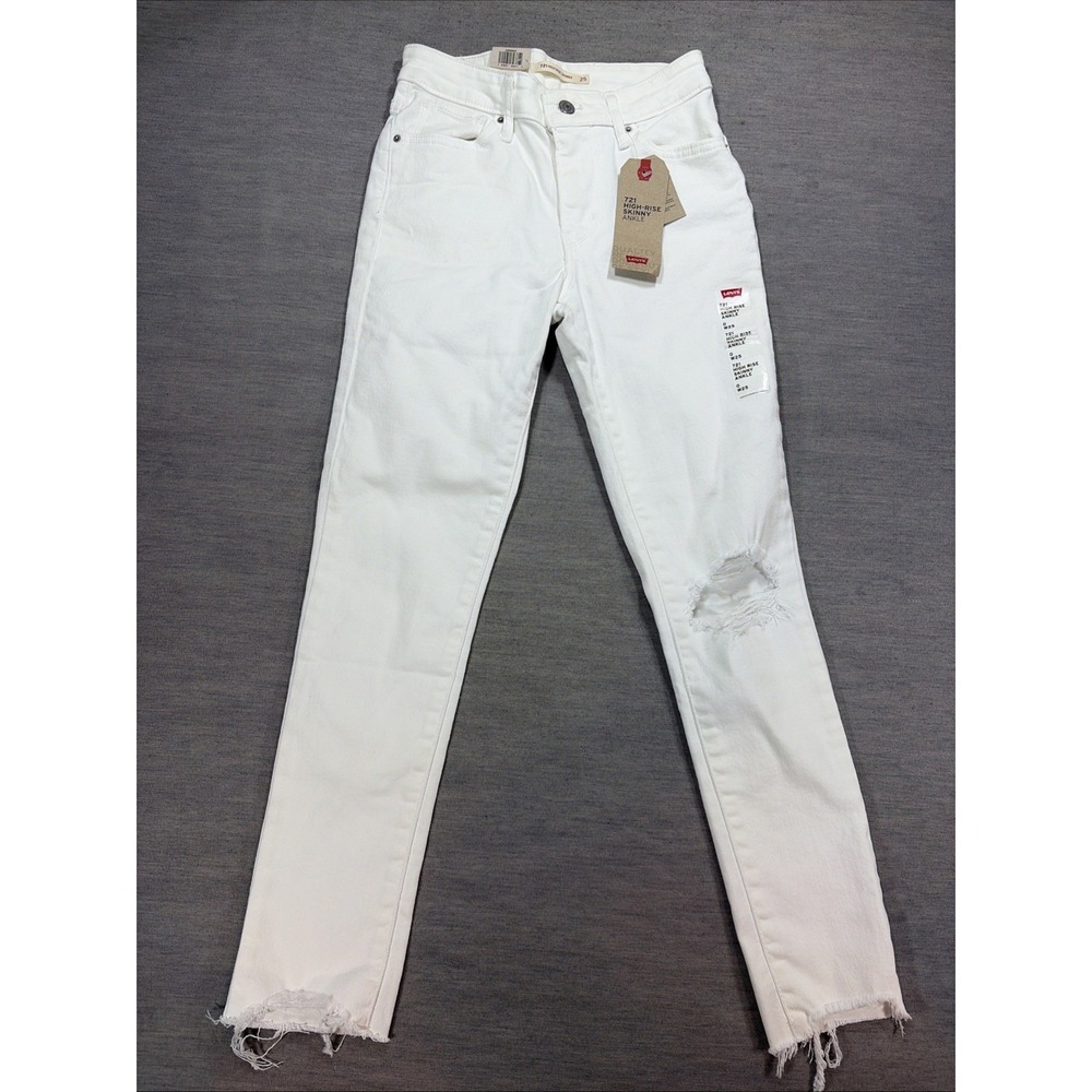 Levi's 721 High Rise Skinny Jeans Women's 25x26 White Denim New With Tags